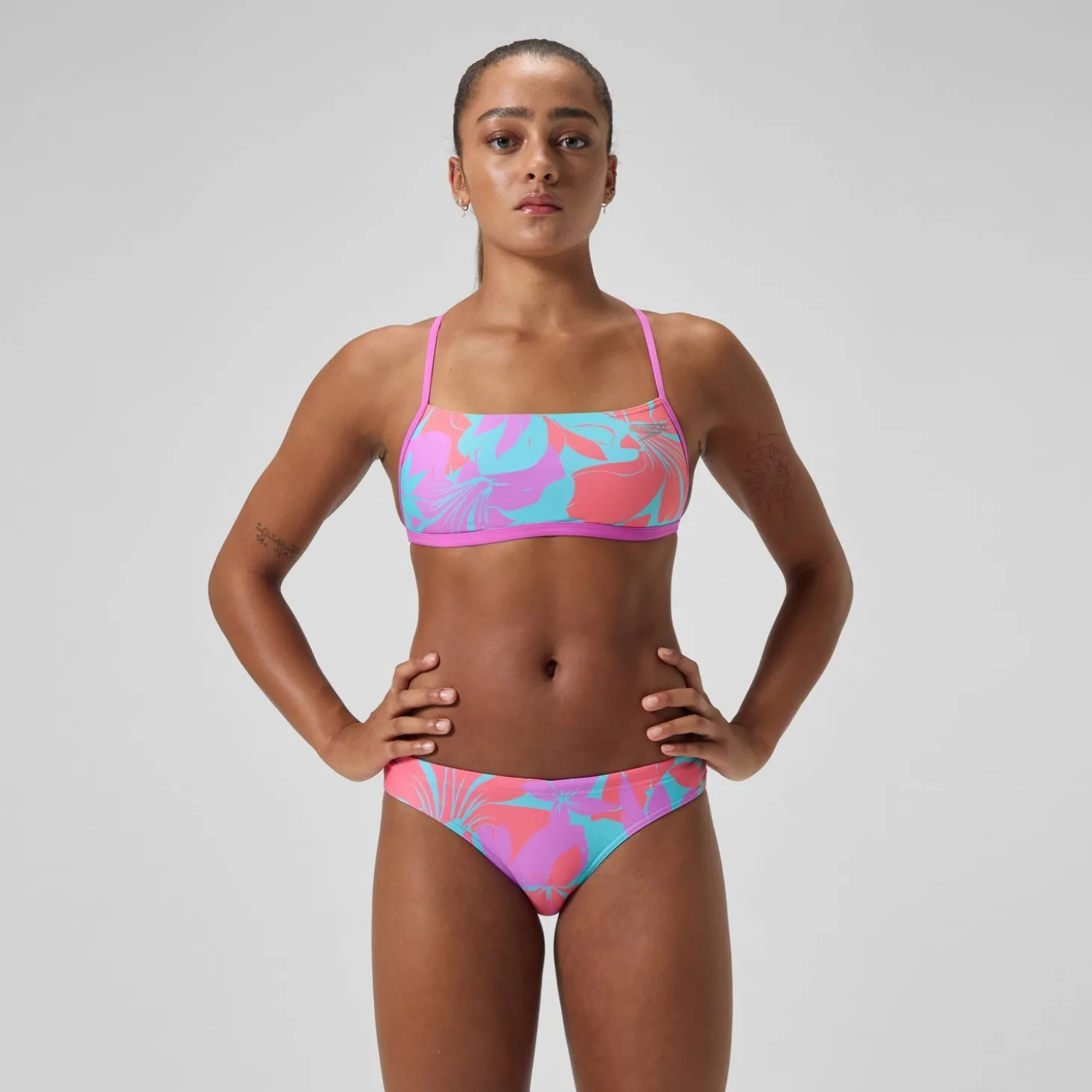 Clearance Bas de bikini Femme Club Training imprimé rose/vert Femme Maillots 2 Pièces