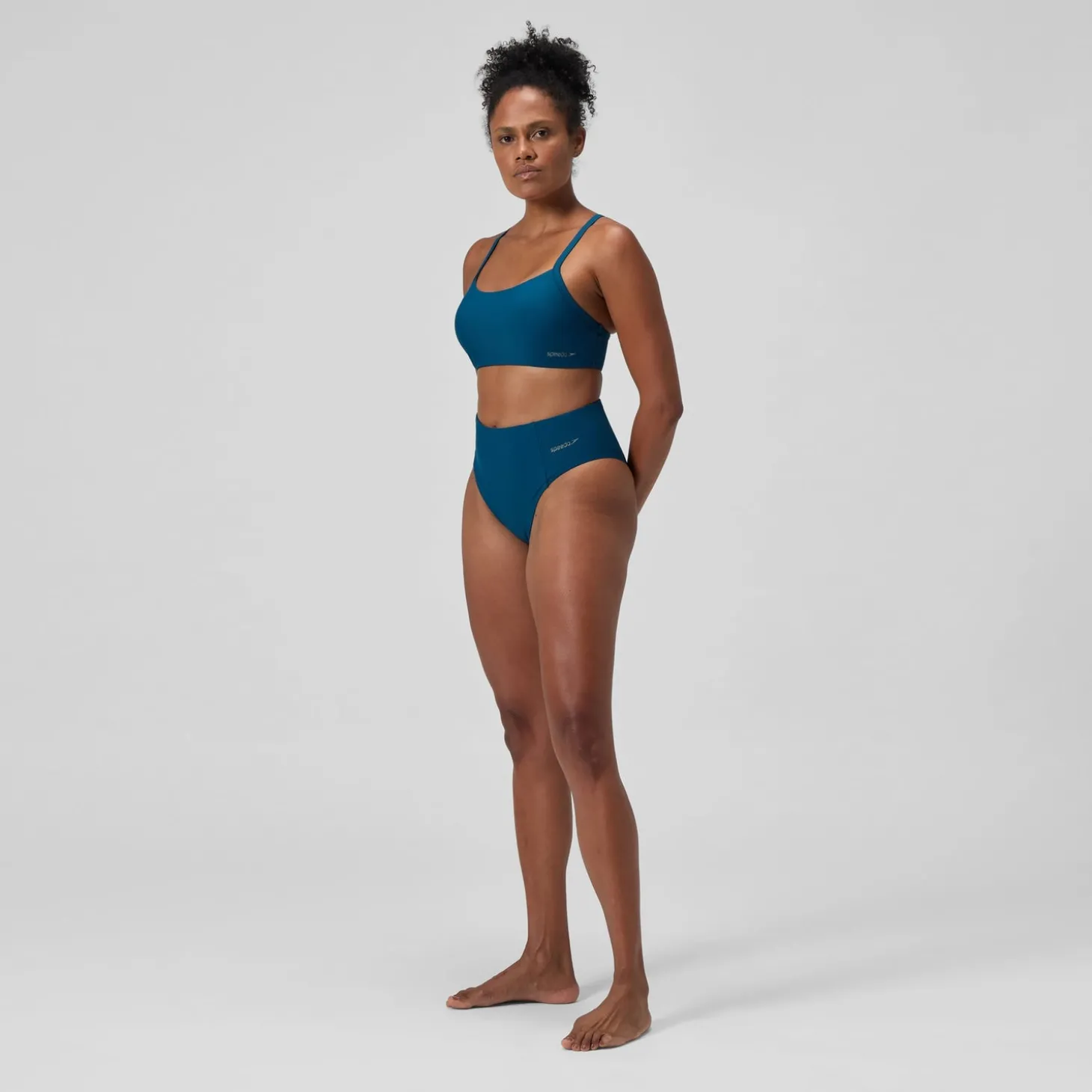 Discount Bas de bikini Femme Solid taille haute sarcelle foncé Femme Maillots 2 Pièces