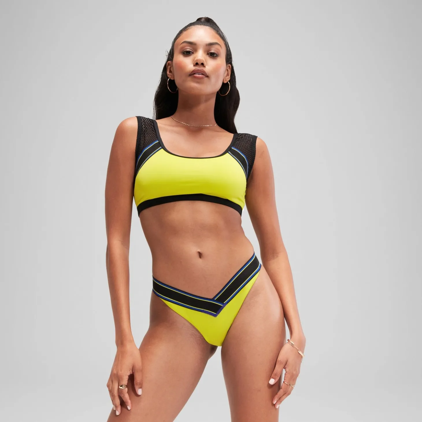 Clearance Bas de bikini FLU3NTE à échancrure en V vert Femme Maillots 2 Pièces