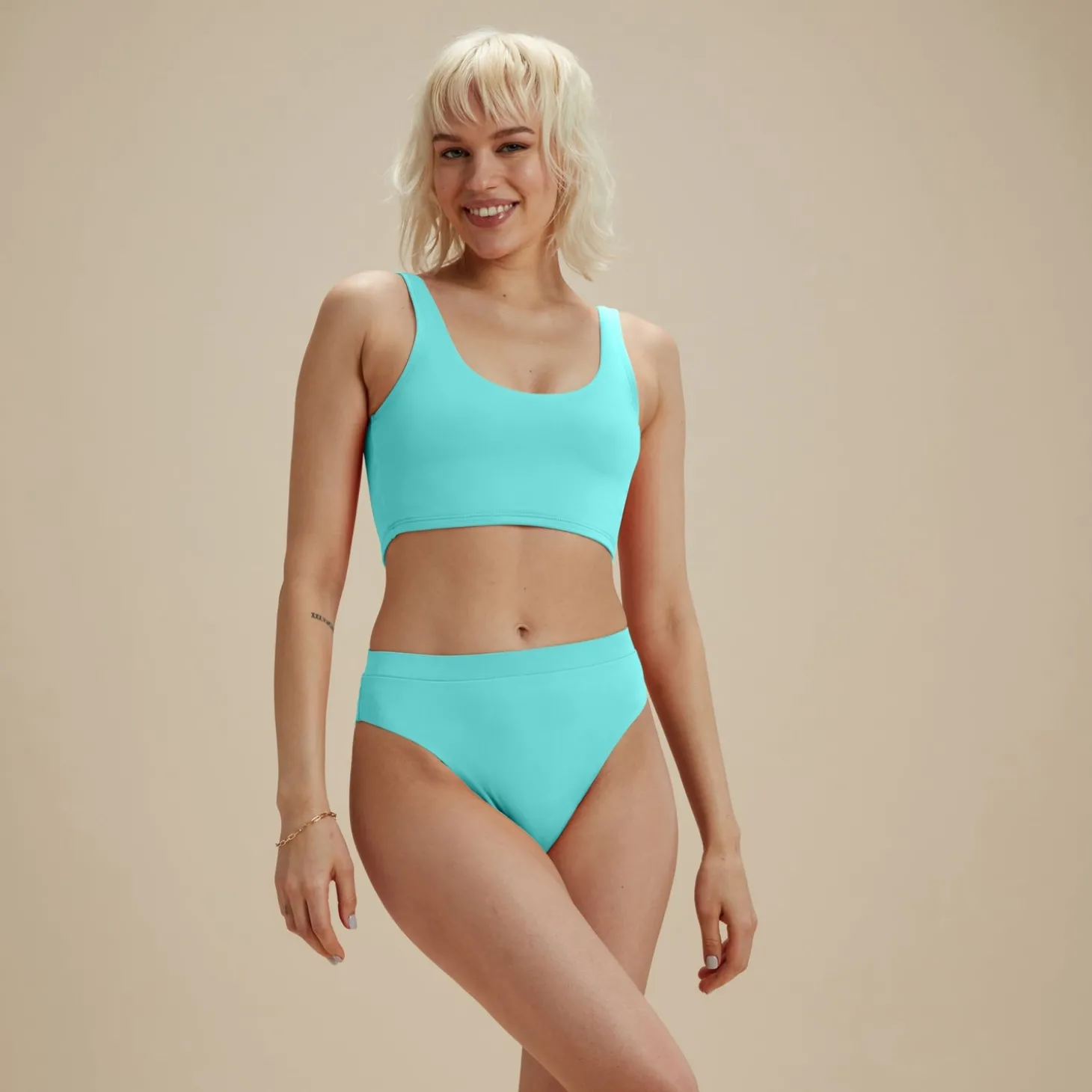 Discount Bas de bikini FLU3NTE taille haute bleu Femme Maillots 2 Pièces