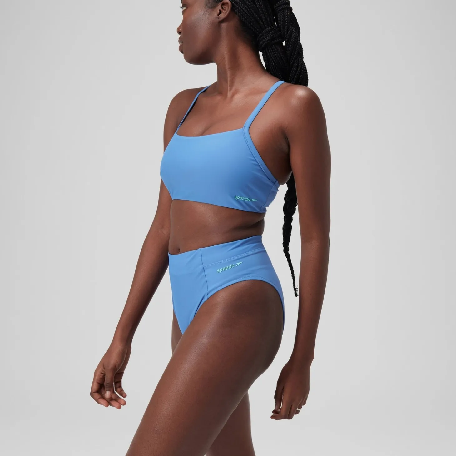Fashion Bas de bikini taille haute uni Femme bleu Femme Maillots 2 Pièces | Maillots 1 Pièce