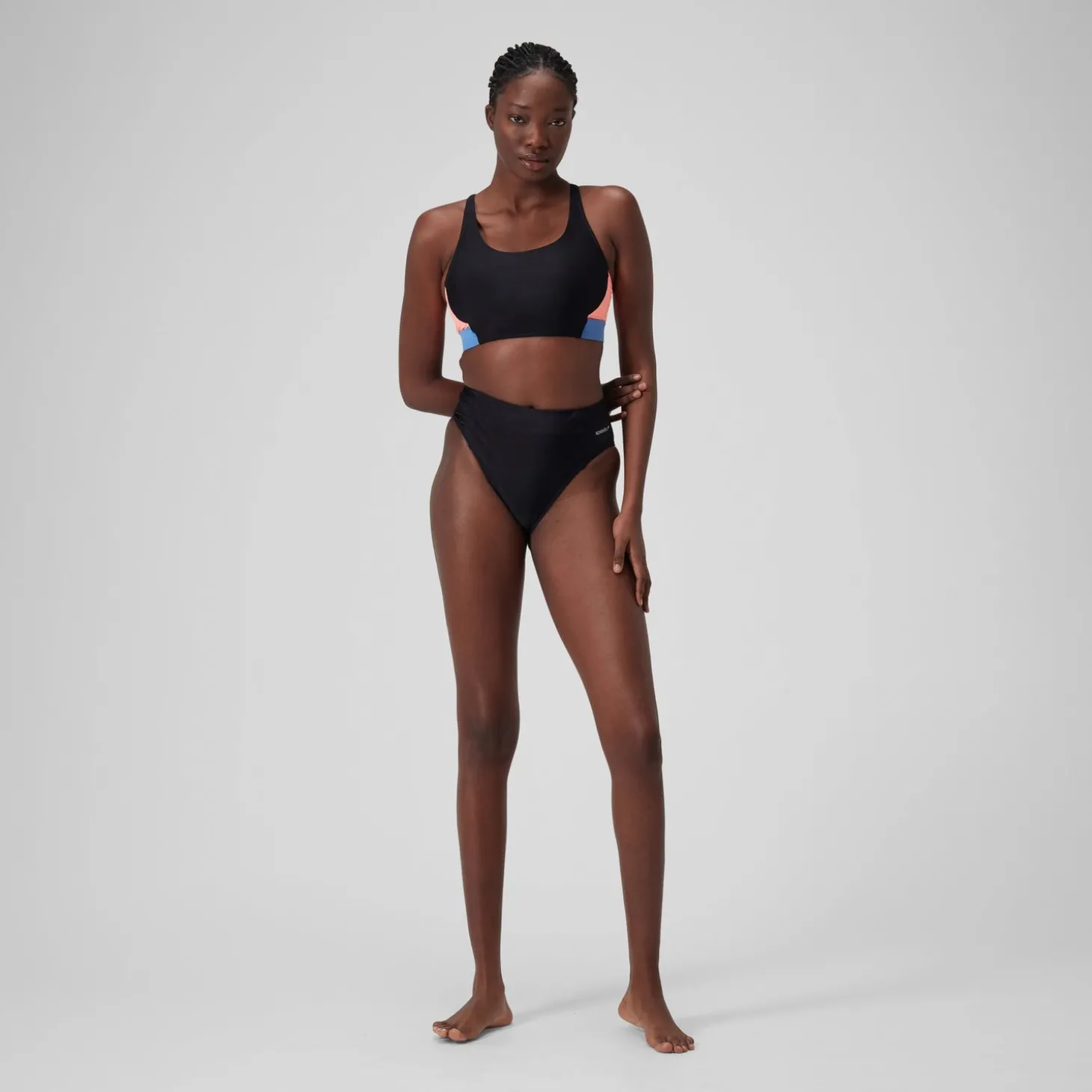 Hot Bas de bikini taille haute uni Femme Gris foncé Femme Maillots 2 Pièces | Maillots 1 Pièce