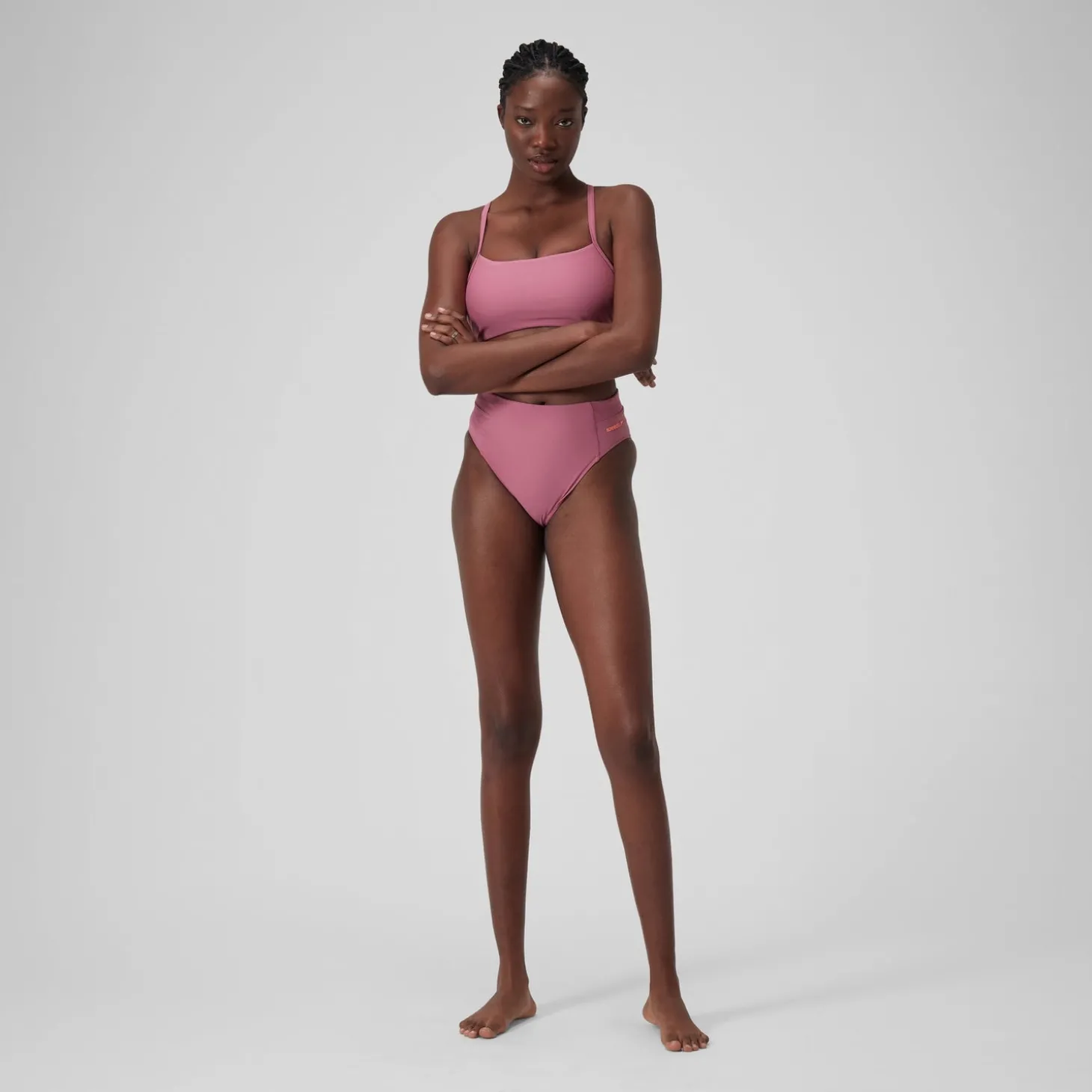Fashion Bas de bikini taille haute uni Femme Rose Femme Maillots 2 Pièces