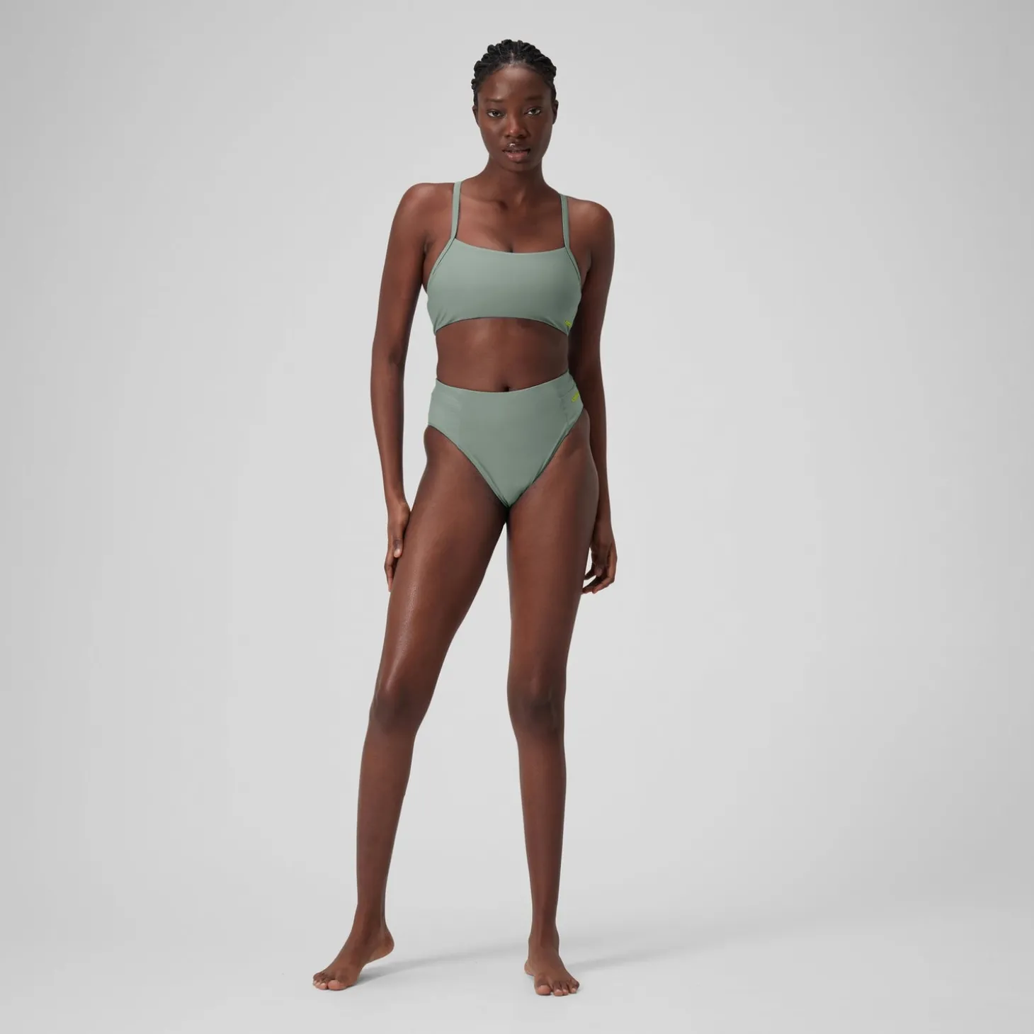 Store Bas de bikini taille haute uni Femme vert Femme Maillots 2 Pièces | Maillots 1 Pièce