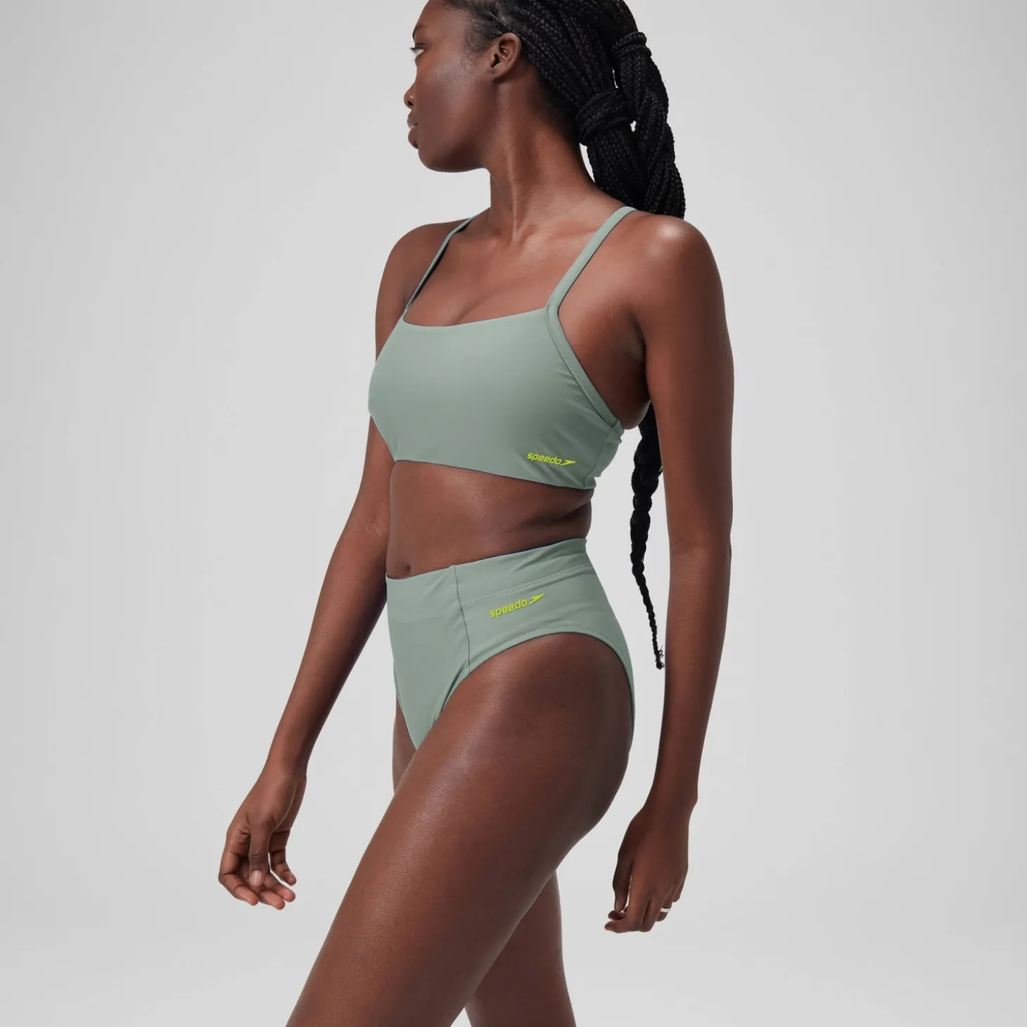Store Bas de bikini taille haute uni Femme vert Femme Maillots 2 Pièces | Maillots 1 Pièce