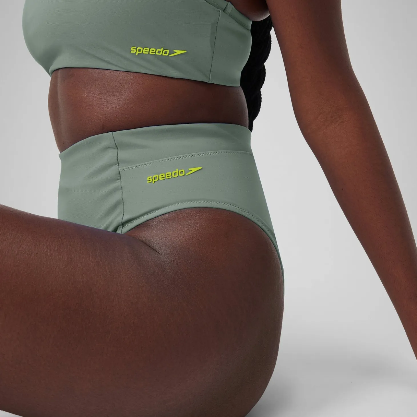 Store Bas de bikini taille haute uni Femme vert Femme Maillots 2 Pièces | Maillots 1 Pièce