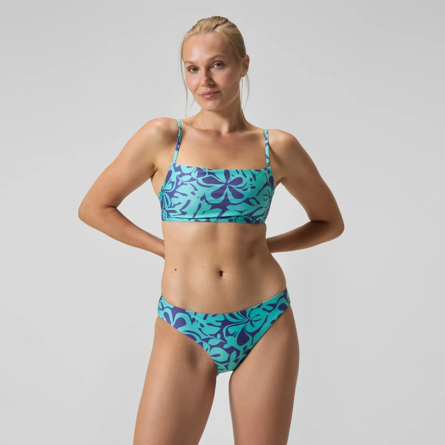 Store Bikini Femme ajustable à fines bretelles et imprimés bleu/vert Femme Maillots 2 Pièces