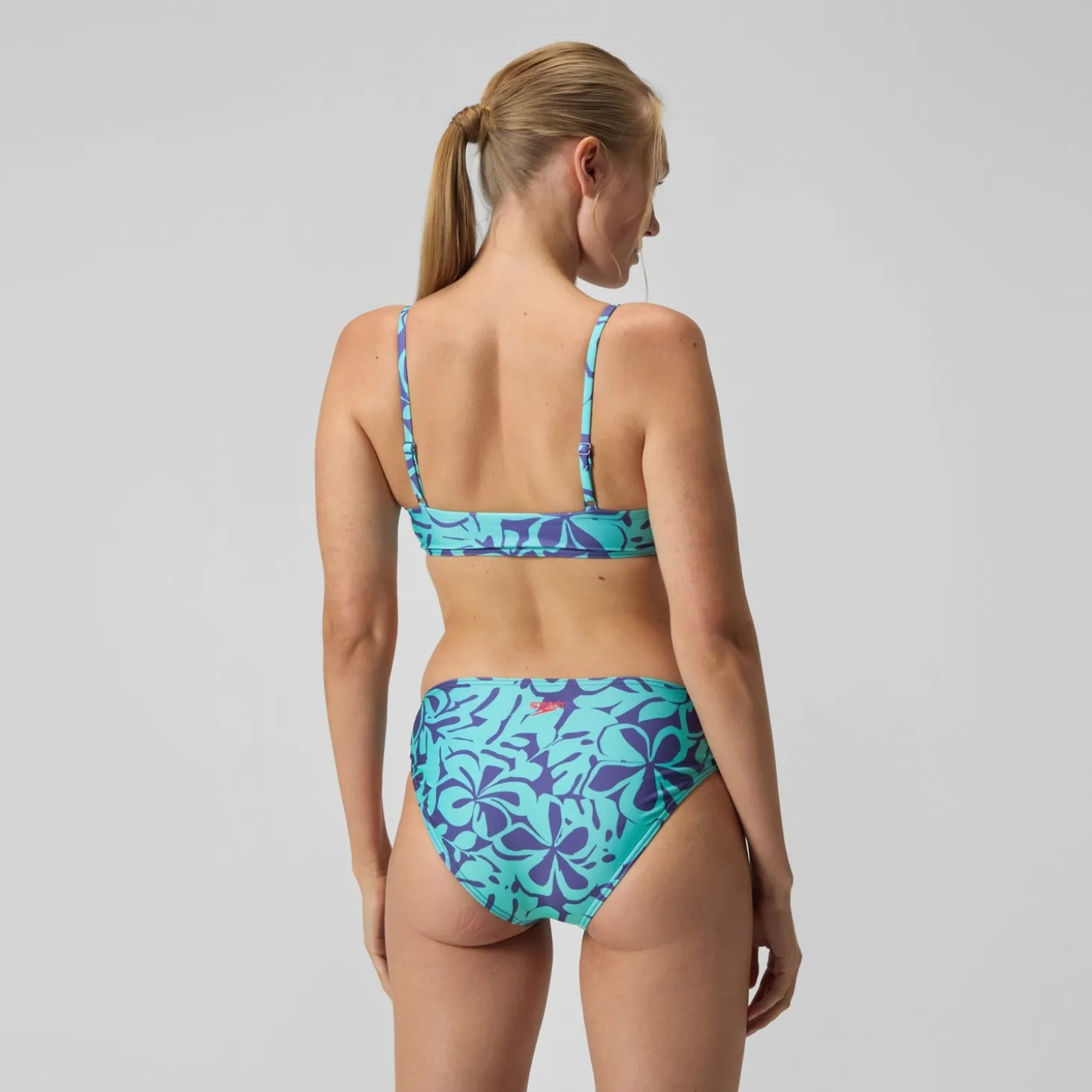 Store Bikini Femme ajustable à fines bretelles et imprimés bleu/vert Femme Maillots 2 Pièces