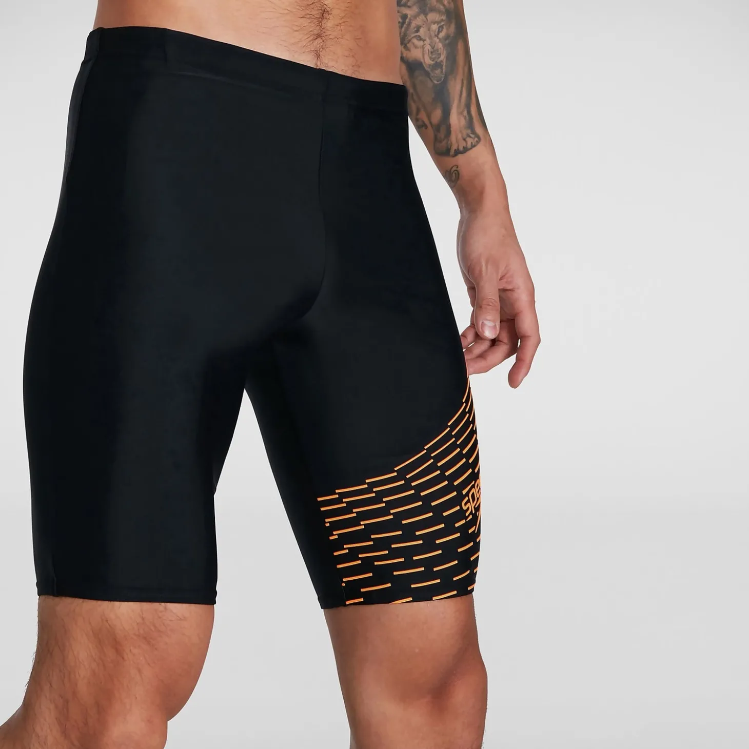 New Boxer de bain Homme Allover coupe en V noir/orange Homme Aquashorts