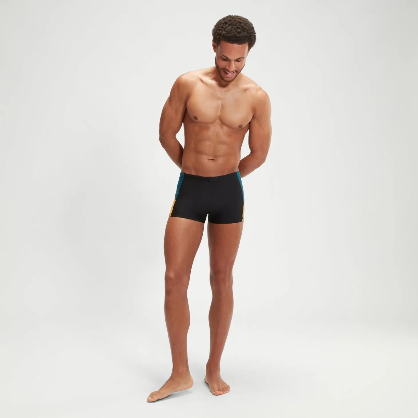 Hot Boxer de bain Homme Dive noir/bleu sarcelle Homme Aquashorts