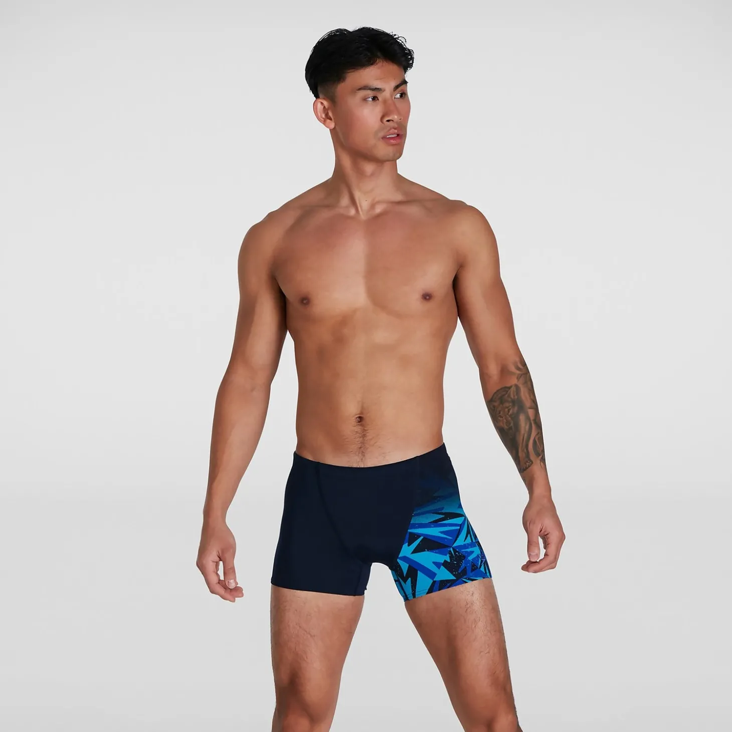 Clearance Boxer de bain Homme Hyper Boom coupe en V noir/bleu Homme Aquashorts