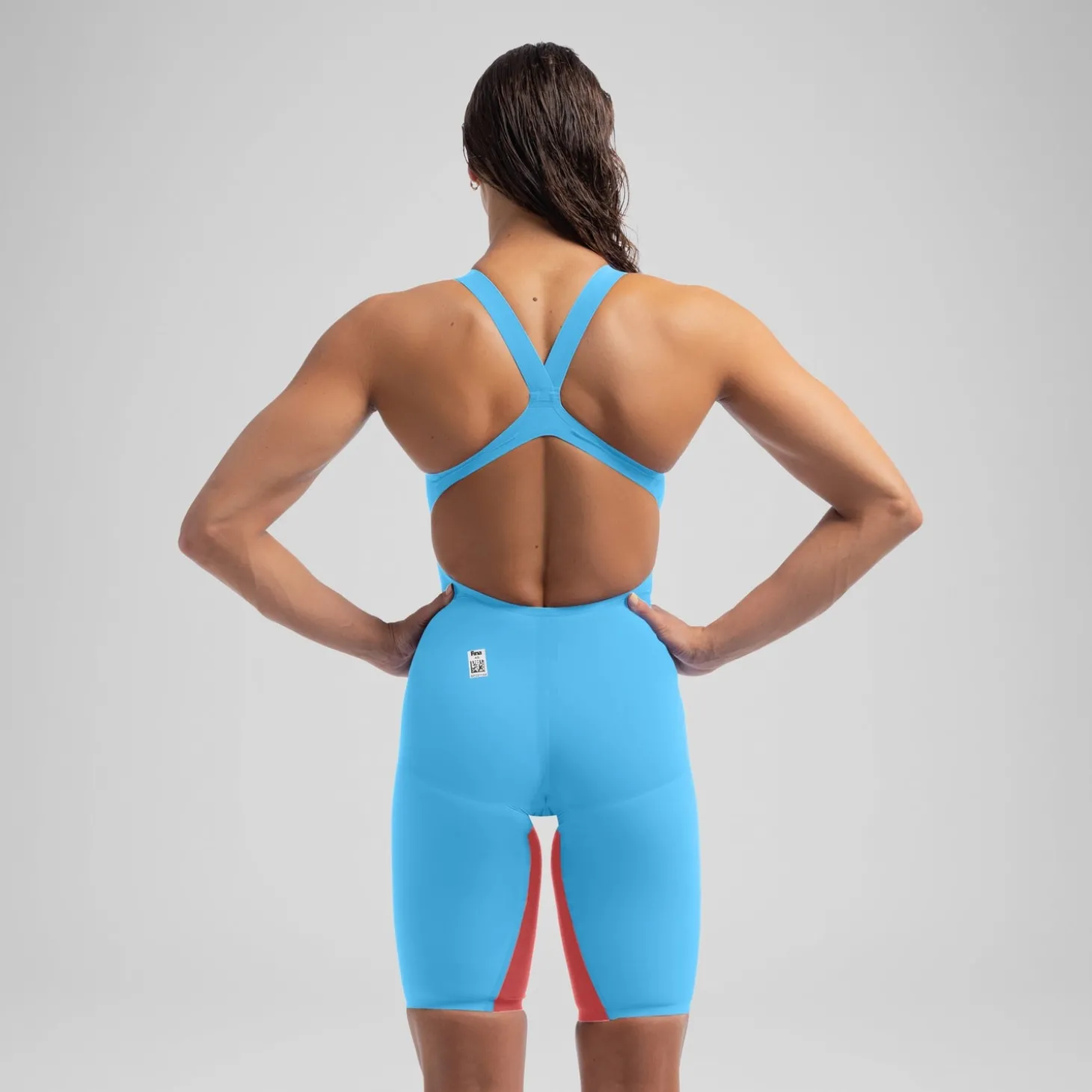 Clearance Combinaison partielle à dos ouvert - Fastskin LZR Pure Valor 2.0 pour Femmes Bleu/Rouge Femme Compétition