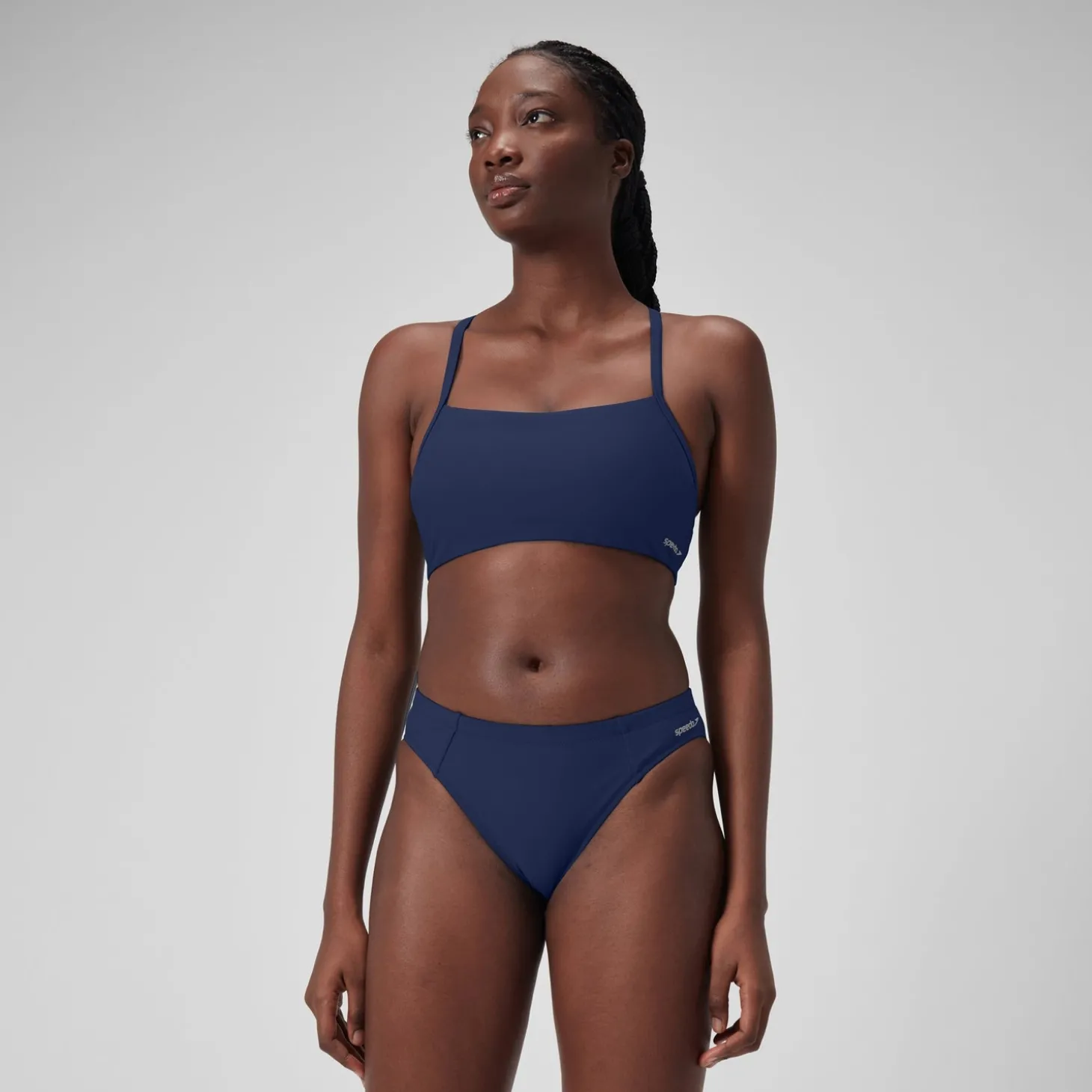 Online Haut à dos nageur uni pour Femmes Bleu céruléen Femme Maillots 2 Pièces