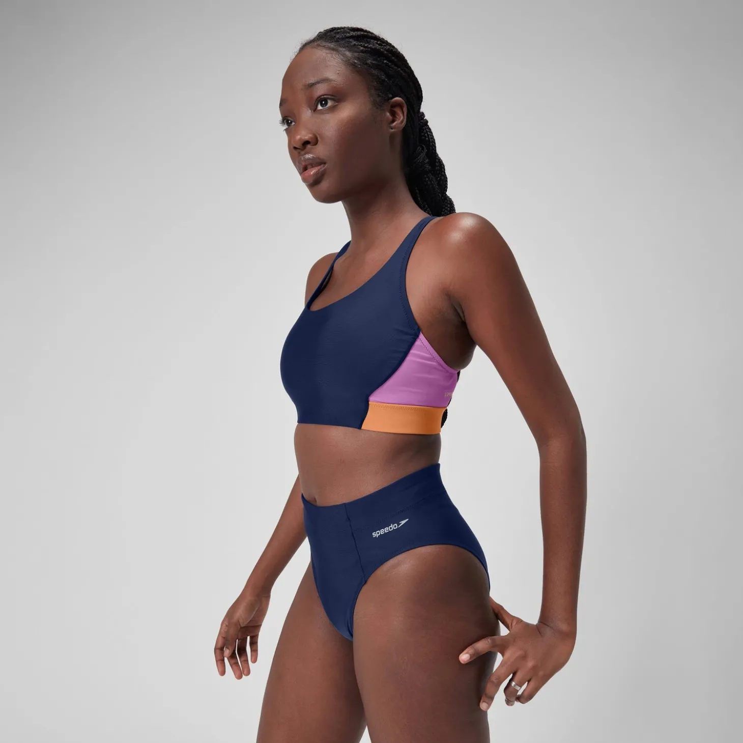 Cheap Haut color-block pour Femmes Bleu céruléen Femme Maillots 2 Pièces