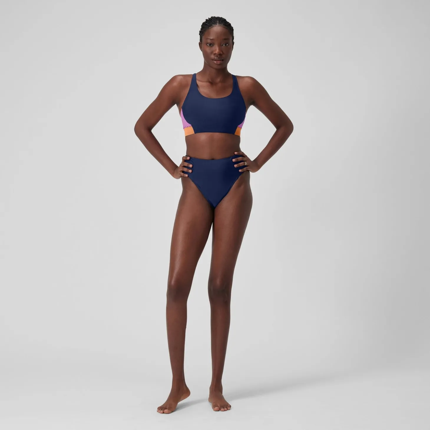 Cheap Haut color-block pour Femmes Bleu céruléen Femme Maillots 2 Pièces