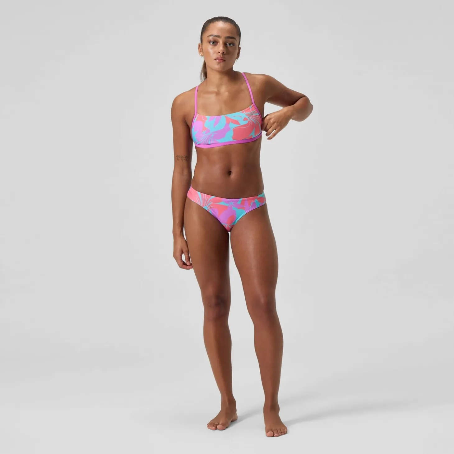 Outlet Haut de bikini Femme Club Training Cross Back imprimé rose/vert Femme Maillots 2 Pièces