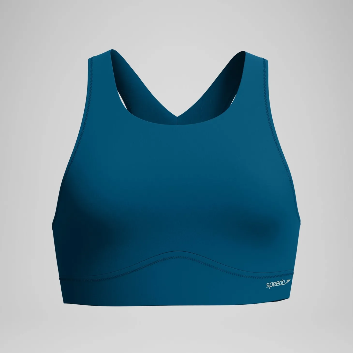 Discount Haut de bikini Femme Solid à col haut avec mesh sarcelle foncé Femme Maillots 2 Pièces