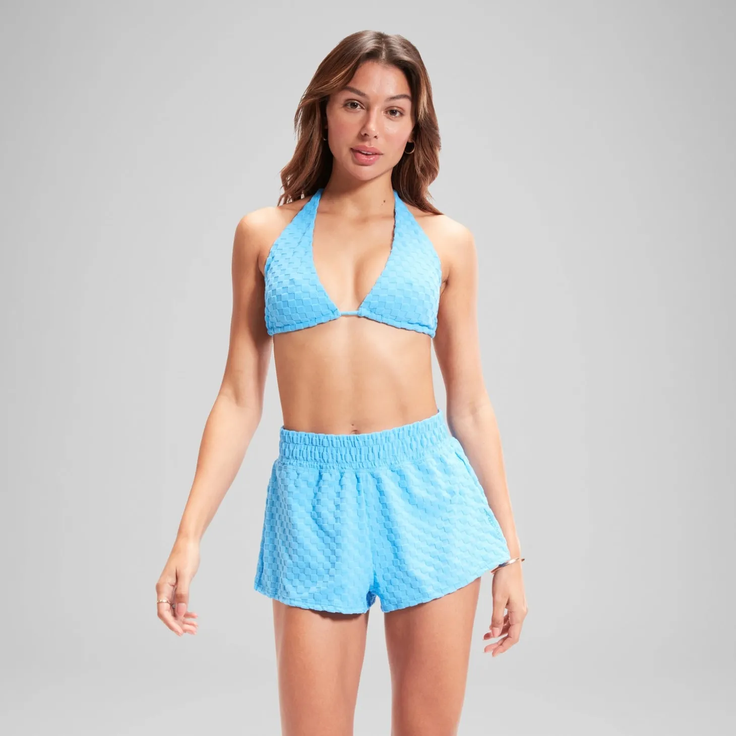 Online Haut de bikini FLU3NTE triangle en tissu éponge bleu Femme Maillots 2 Pièces