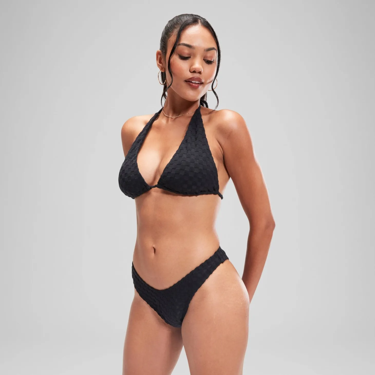 Cheap Haut de bikini FLU3NTE triangle en tissu éponge gris Femme Maillots 2 Pièces