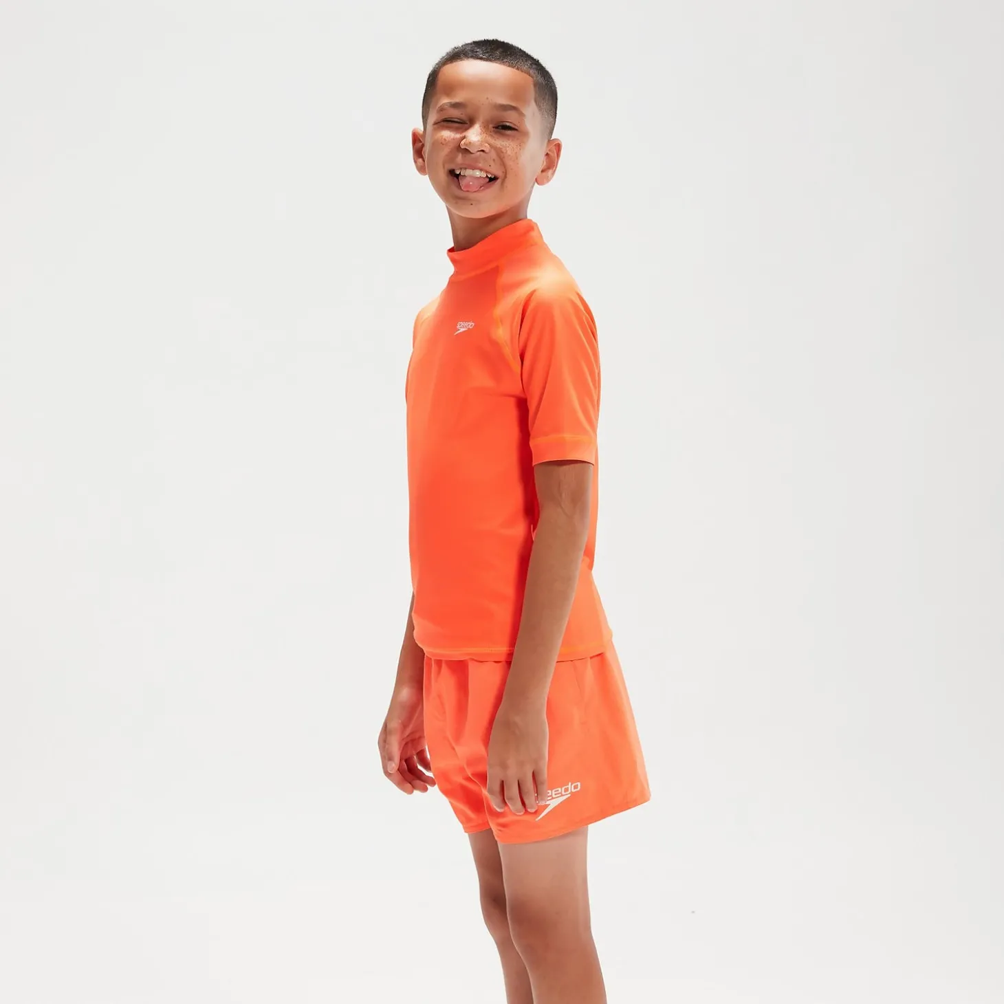 Cheap Haut Rash Garçon imprimé à manches courtes orange Enfant Maillots De Bain | Maillot De Bain Garçons