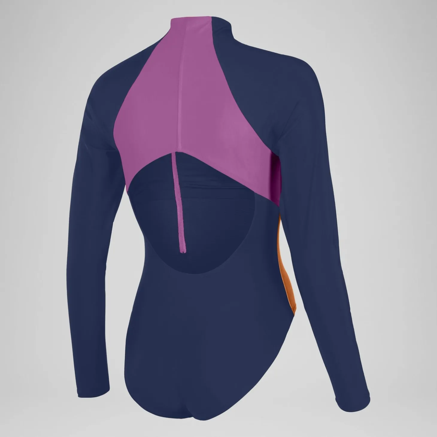 New L/S 1 pièce color-block zippé pour Femmes Bleu céruléen Femme Maillots 1 Pièce