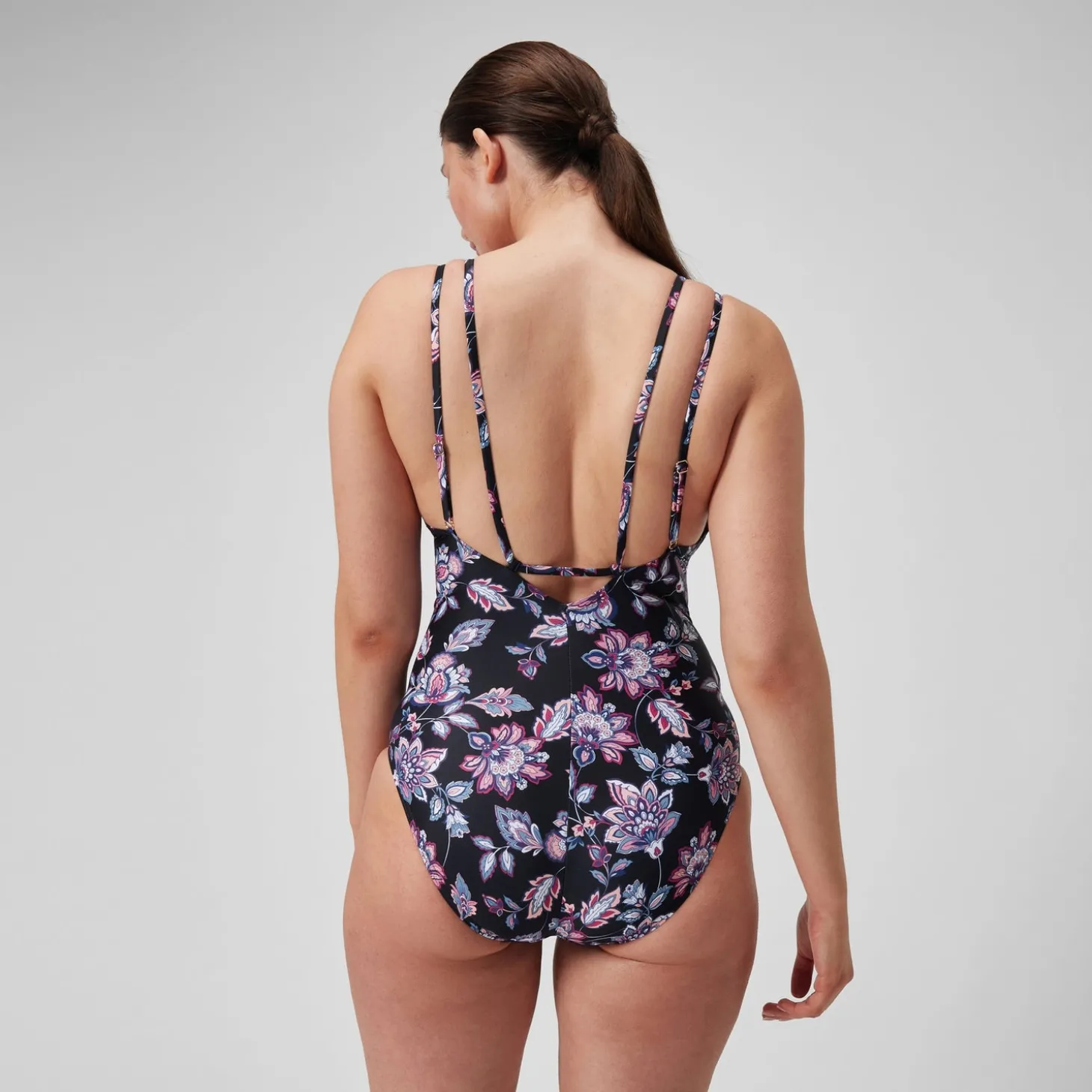 Hot Maillot de bain 1 pièce galbant à bretelles et imprimé pour Femmes Noir/Violet Femme Maillots Galbant