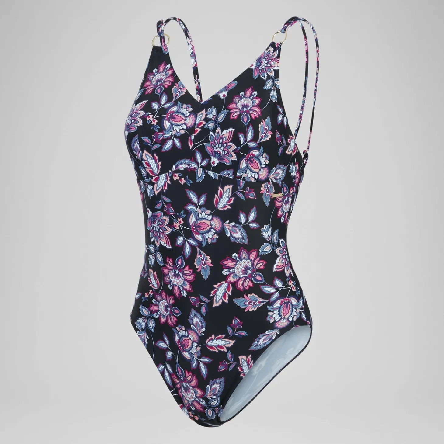 Hot Maillot de bain 1 pièce galbant à bretelles et imprimé pour Femmes Noir/Violet Femme Maillots Galbant