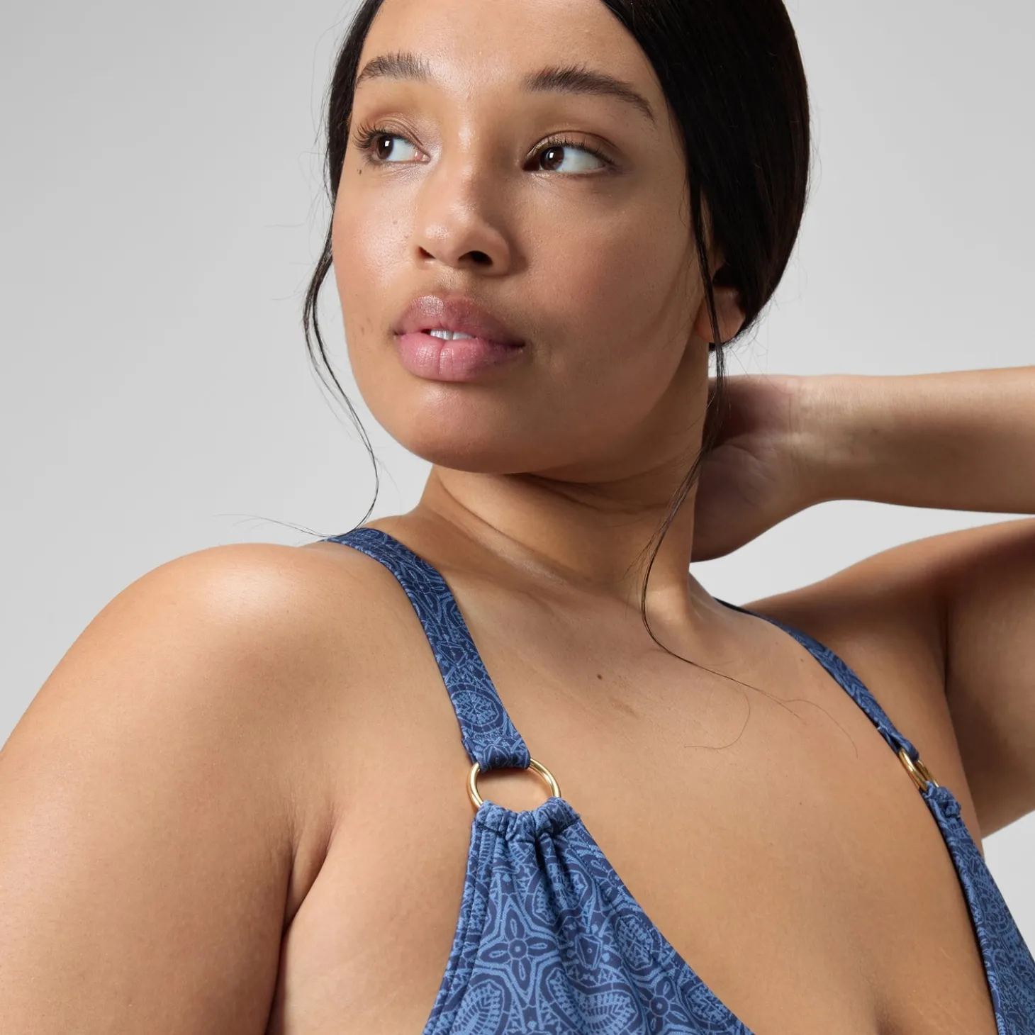 Fashion Maillot de bain 1 pièce Shaping avec encolure en V et imprimé pour Femmes (+) Bleu Marine/Bleu Femme Maillots Galbant