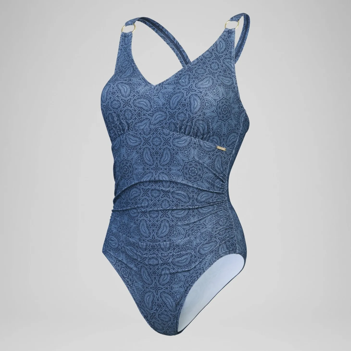 Clearance Maillot de bain 1 pièce Shaping avec encolure en V et imprimé pour Femmes Bleu épicéa/Bleu délavé Femme Maillots Galbant