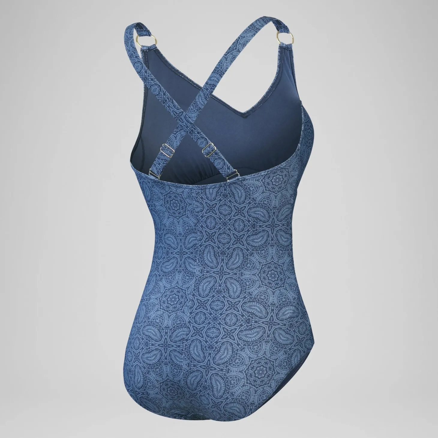 Clearance Maillot de bain 1 pièce Shaping avec encolure en V et imprimé pour Femmes Bleu épicéa/Bleu délavé Femme Maillots Galbant