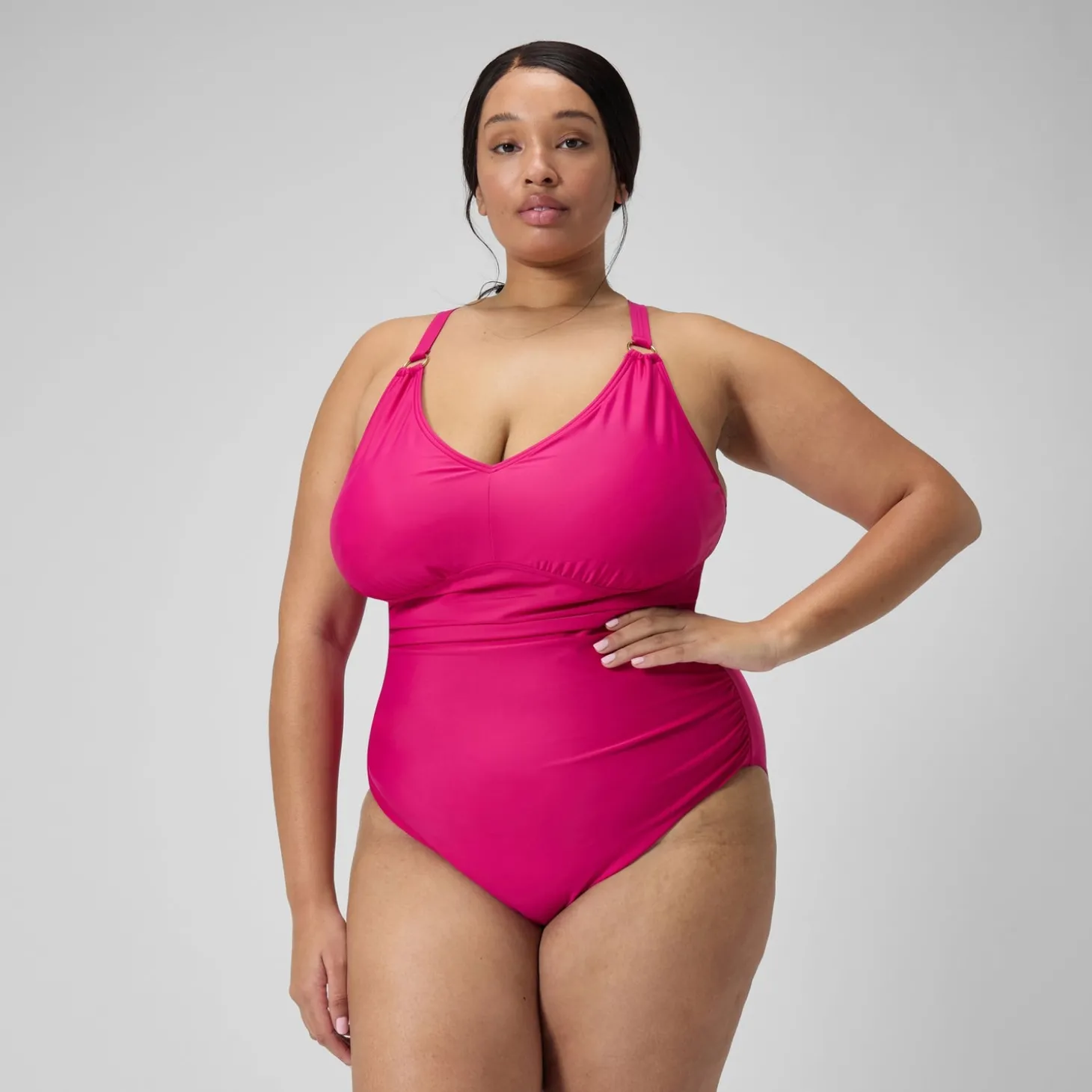 Best Sale Maillot de bain 1 pièce Shaping avec encolure en V pour Femmes (+) Magenta brume Femme Maillots Galbant