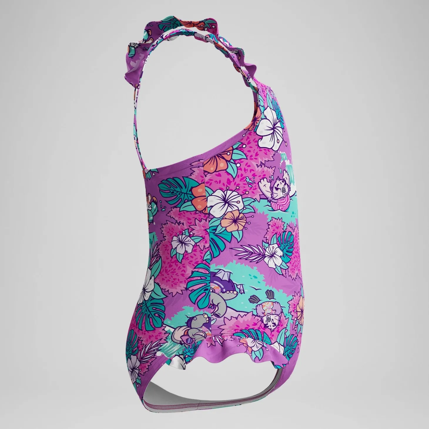 Best Maillot de bain Bébé Learn to Swim à fines bretelles et volants imprimés rose Enfant Maillots De Bain