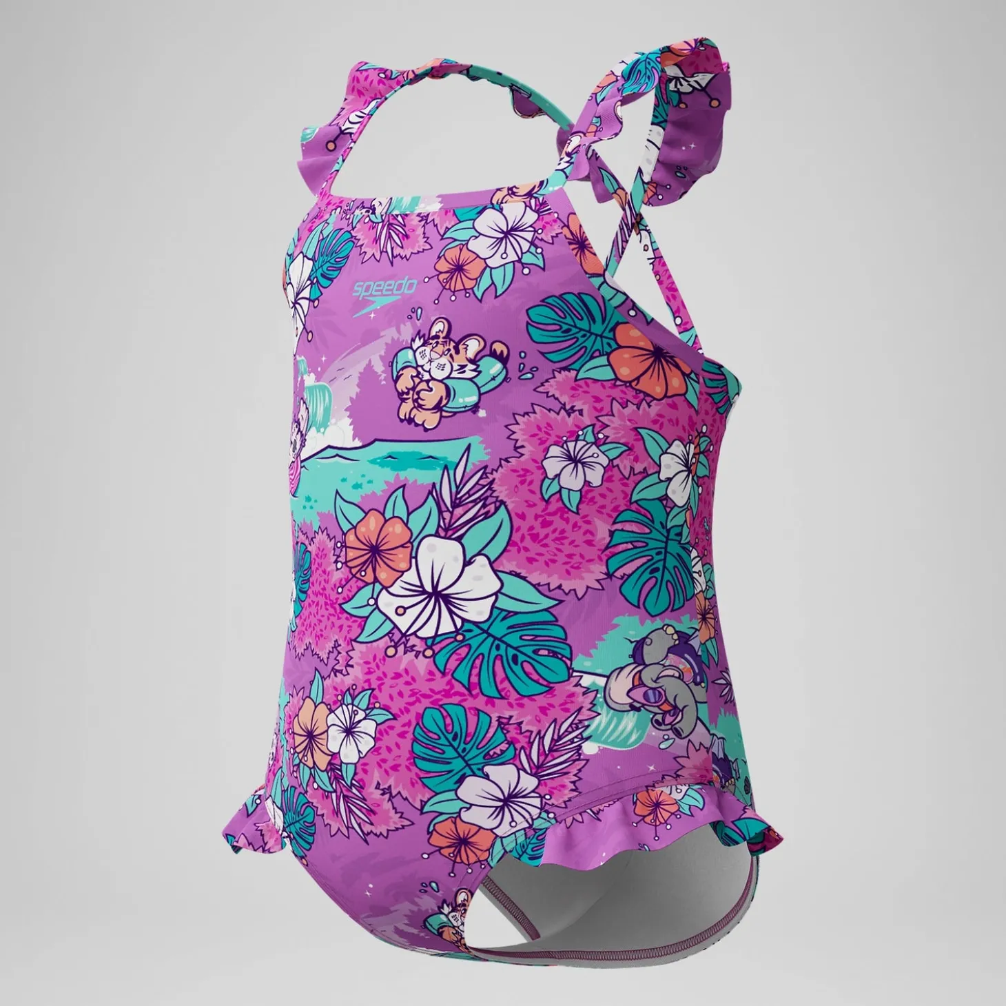 Best Maillot de bain Bébé Learn to Swim à fines bretelles et volants imprimés rose Enfant Maillots De Bain