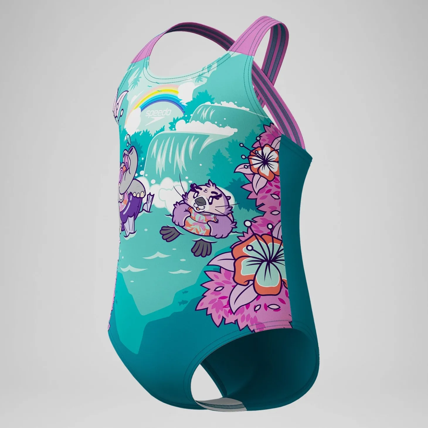 Fashion Maillot de bain Bébé Learn to Swim Crossback imprimé vert Enfant Maillots De Bain