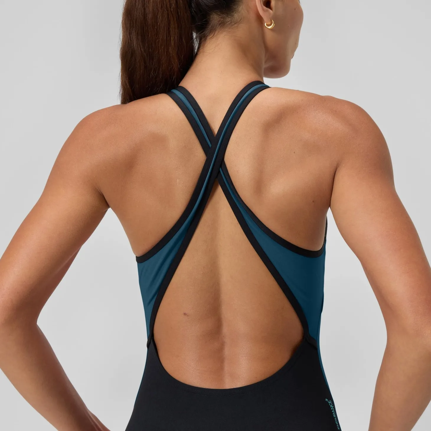 Sale Maillot de bain Femme à col haut Splice Crossback sarcelle foncé/vert Femme Maillots 1 Pièce