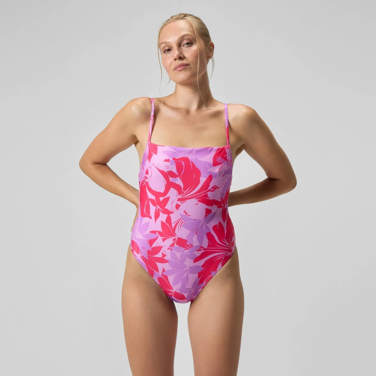 New Maillot de bain Femme ajustable à fines bretelles et imprimés rouge Femme Maillots 1 Pièce