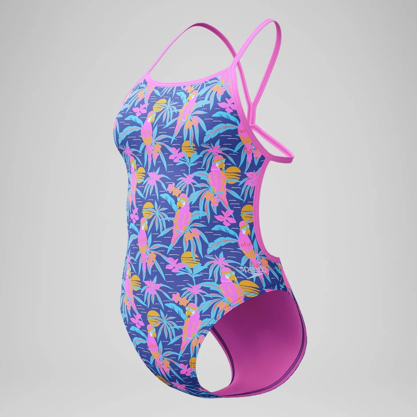 Outlet Maillot de bain Femme Club Training dos en V et imprimé bleu/rose Femme Maillots 1 Pièce