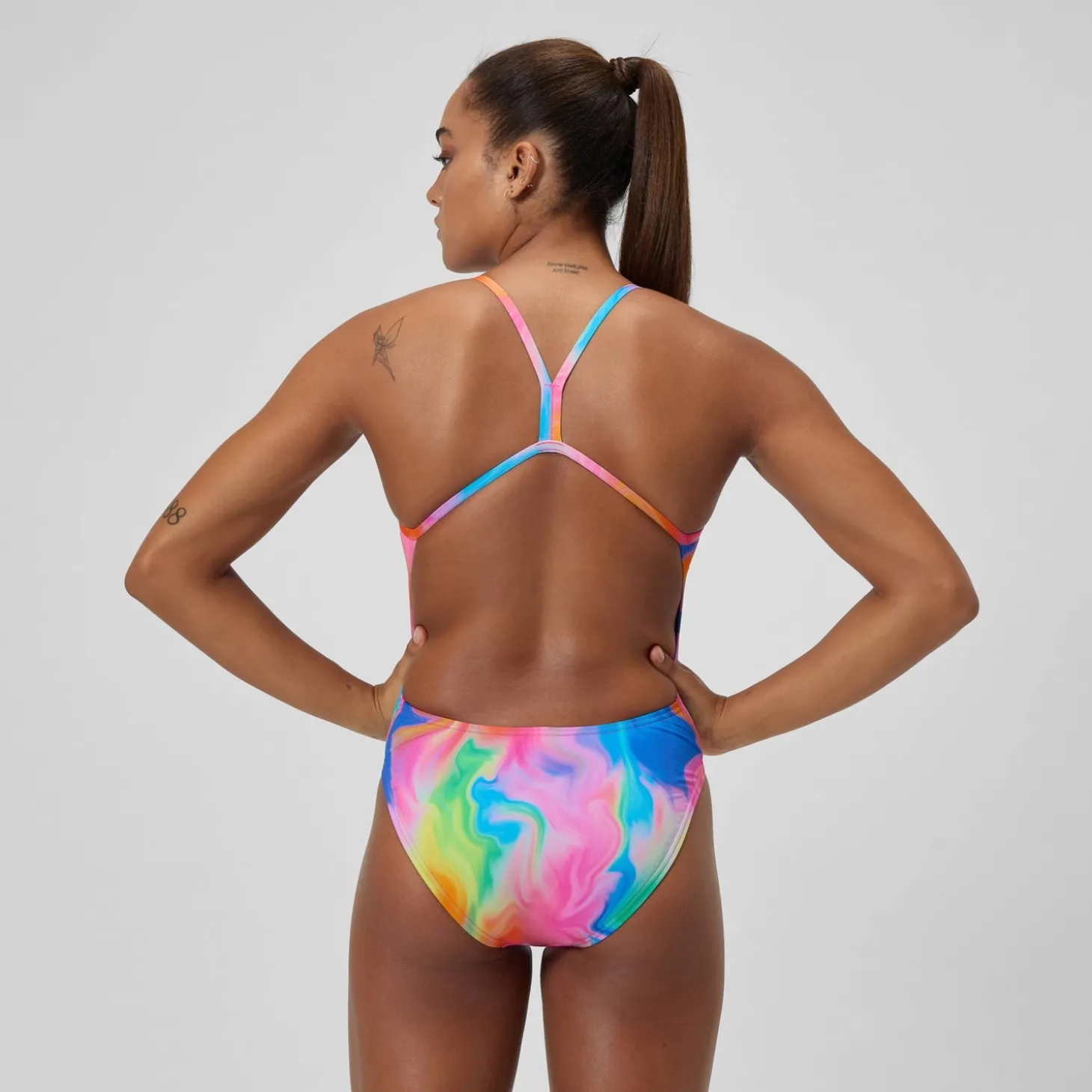 Online Maillot de bain Femme Club Training dos en V et imprimé rose/jaune Femme Maillots 1 Pièce