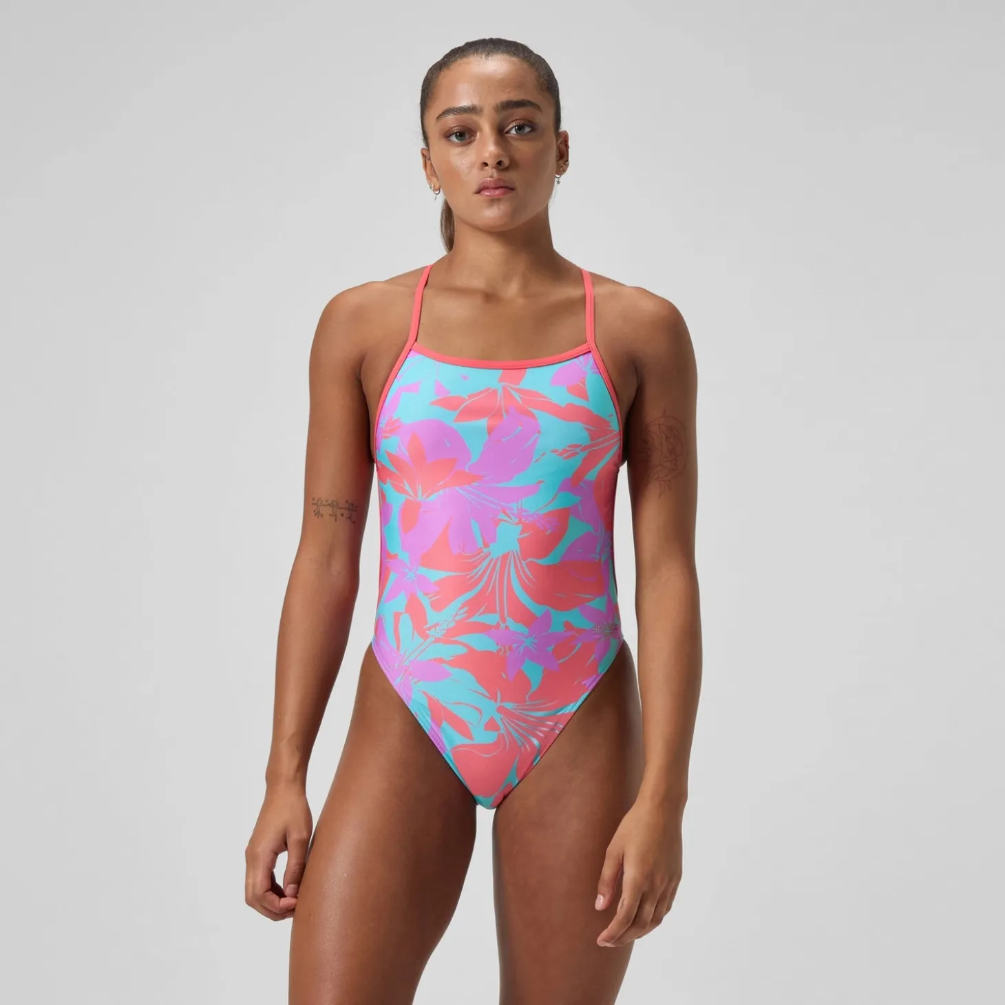 Online Maillot de bain Femme Club Training dos en V et imprimé rose/vert Femme Maillots 1 Pièce