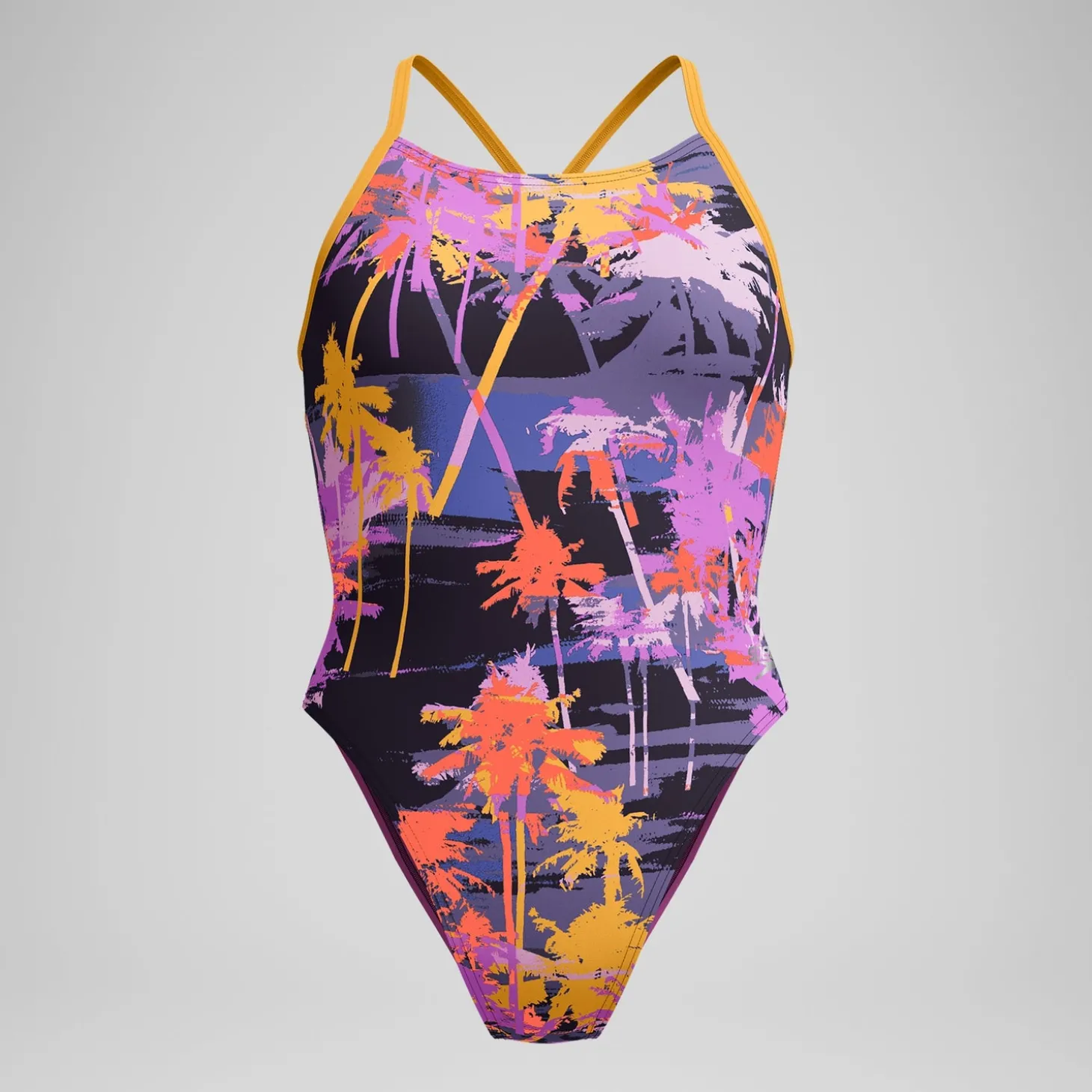 Best Maillot de bain Femme Club Training Lattice Tie Back imprimé bleu marine/orange Femme Maillots 1 Pièce