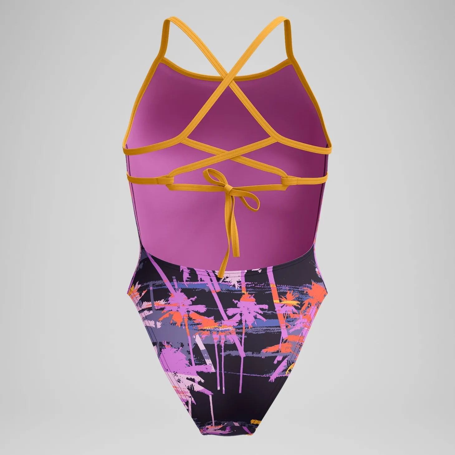 Best Maillot de bain Femme Club Training Lattice Tie Back imprimé bleu marine/orange Femme Maillots 1 Pièce