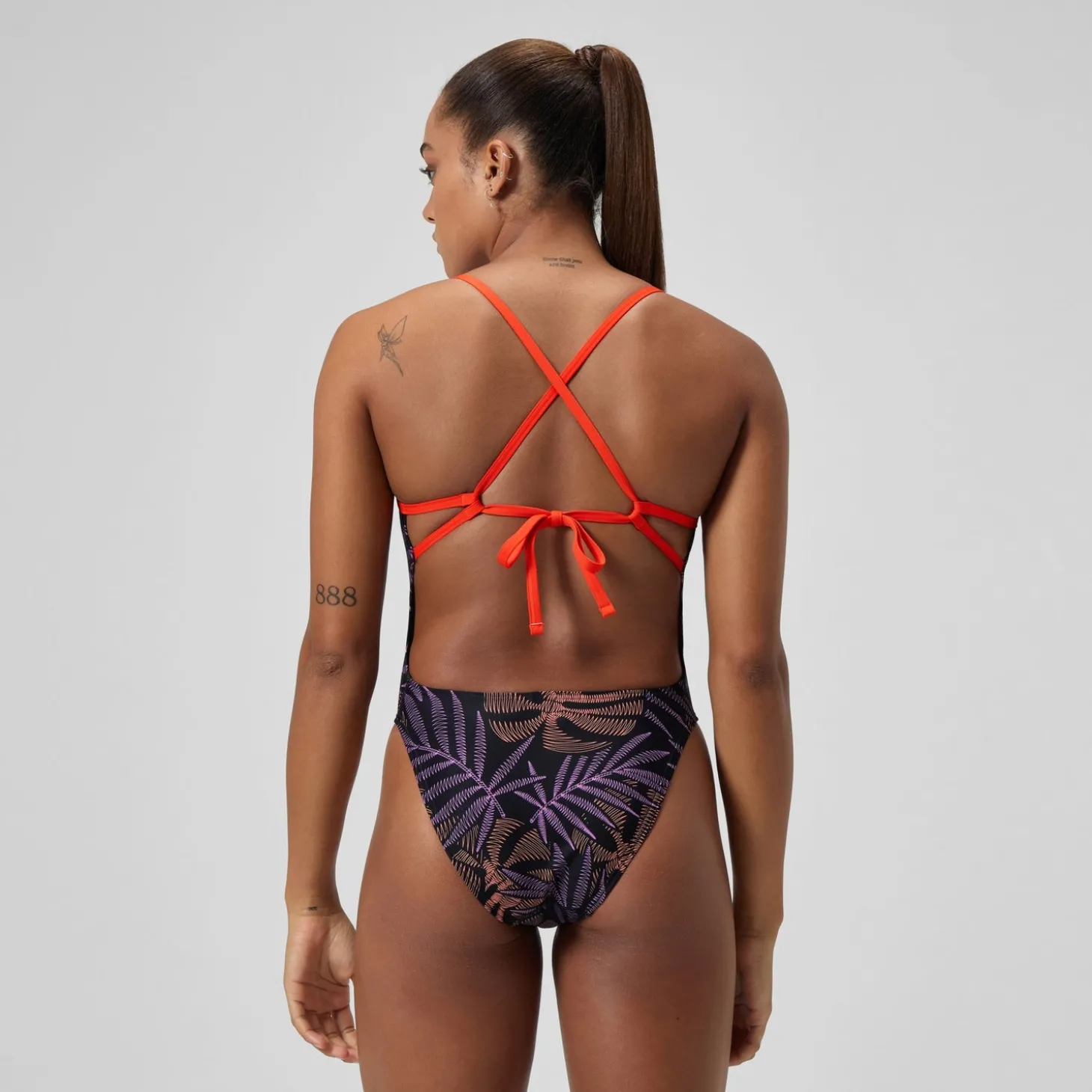 Fashion Maillot de bain Femme Club Training Tie Back imprimé noir/rouge Femme Maillots 1 Pièce