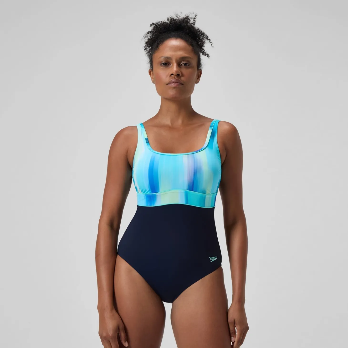 Discount Maillot de bain Femme effet galbant imprimé Contour Eclipse bleu marine/vert Femme Maillots 1 Pièce