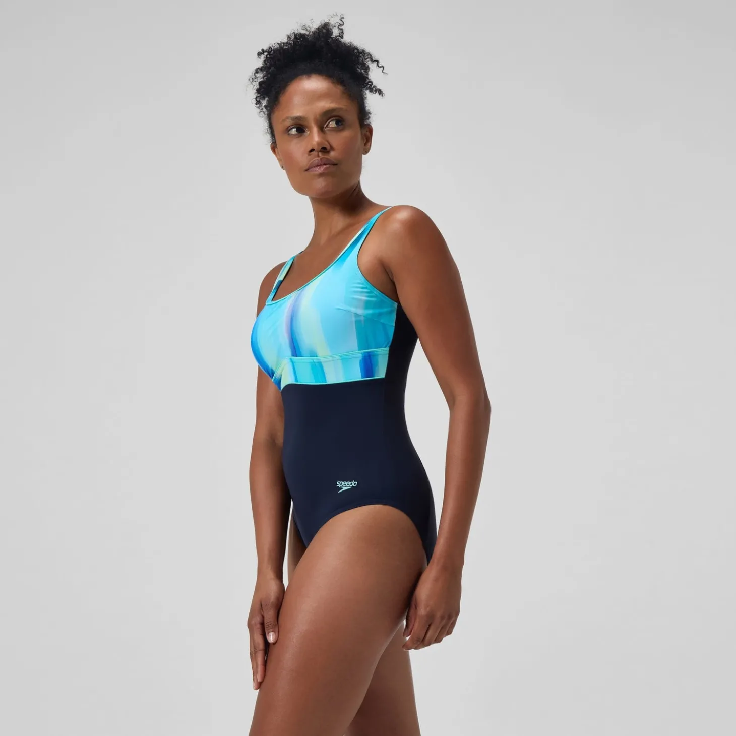 Discount Maillot de bain Femme effet galbant imprimé Contour Eclipse bleu marine/vert Femme Maillots 1 Pièce