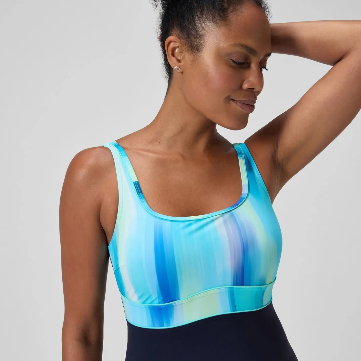 Discount Maillot de bain Femme effet galbant imprimé Contour Eclipse bleu marine/vert Femme Maillots 1 Pièce