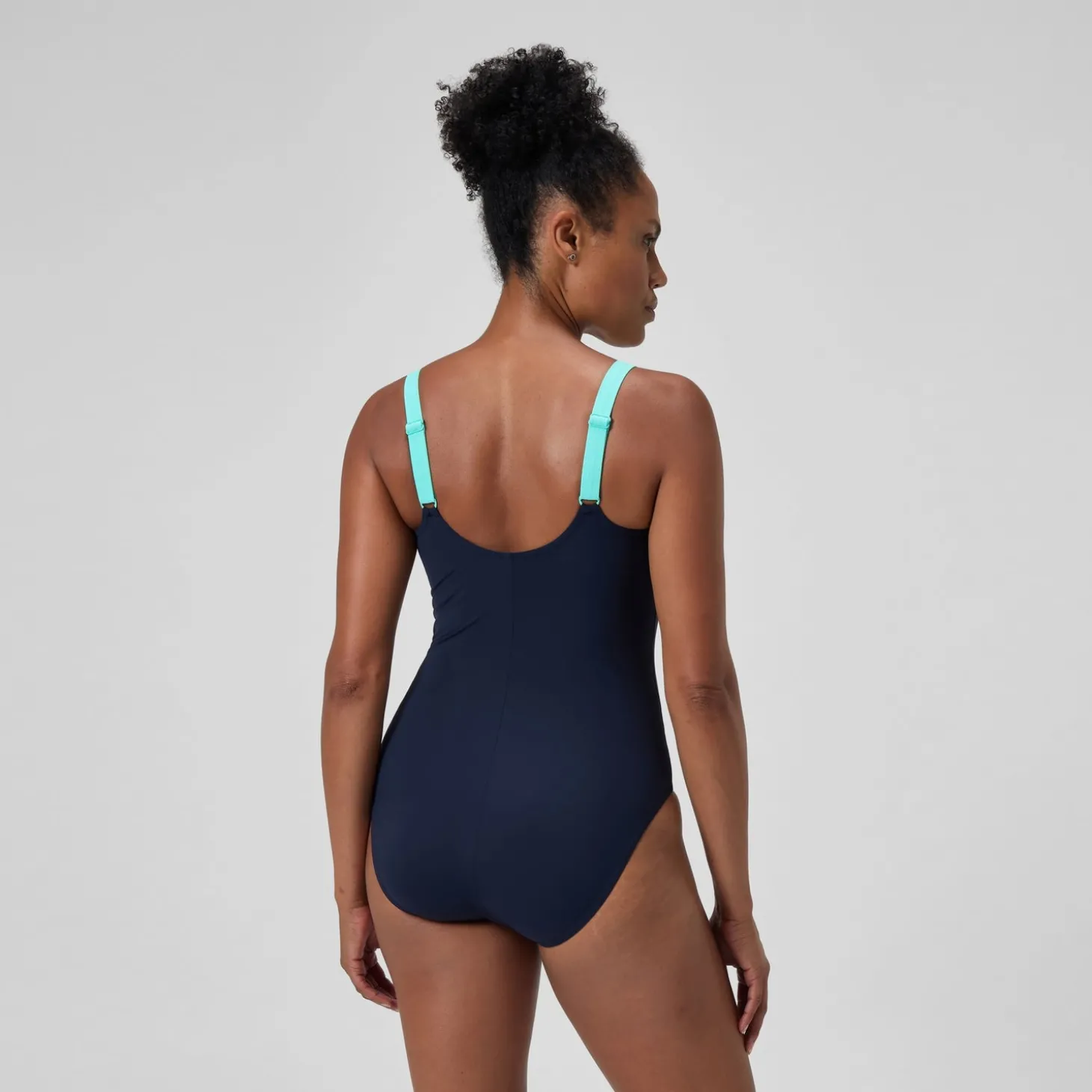 Best Sale Maillot de bain Femme effet galbant Solid Splice bleu marine/vert Femme Maillots 1 Pièce