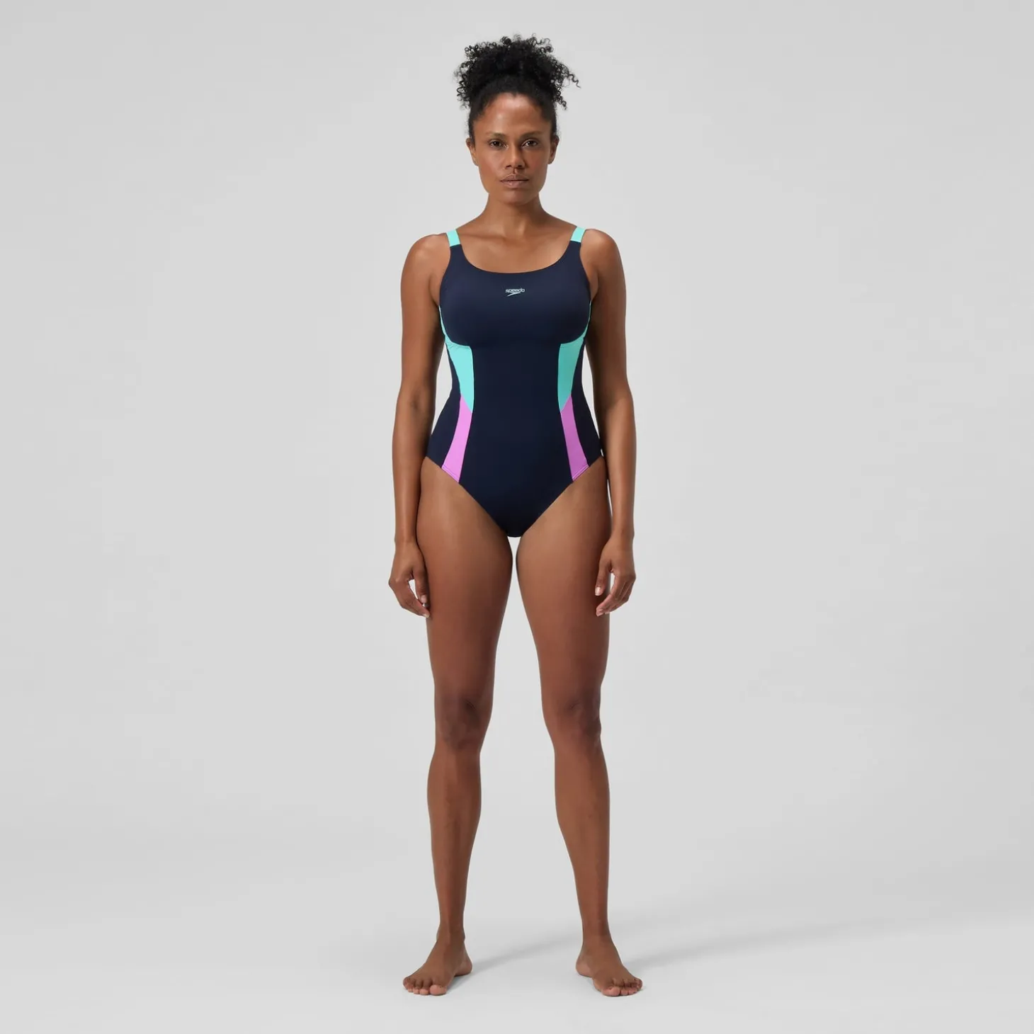 Best Sale Maillot de bain Femme effet galbant Solid Splice bleu marine/vert Femme Maillots 1 Pièce