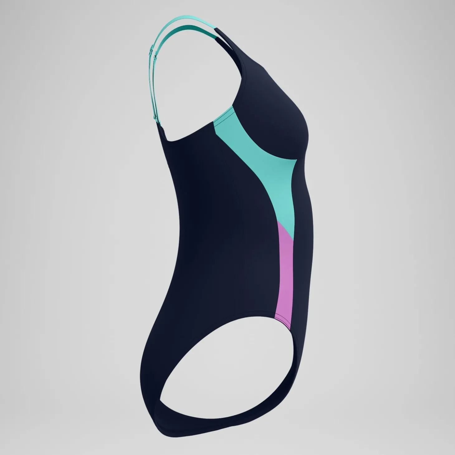 Best Sale Maillot de bain Femme effet galbant Solid Splice bleu marine/vert Femme Maillots 1 Pièce