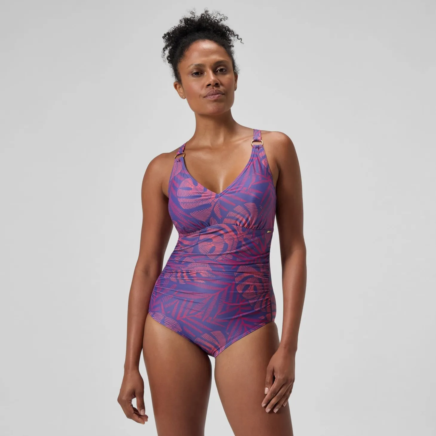 Outlet Maillot de bain Femme effet galbant V Neck rose/orange Femme Maillots 1 Pièce