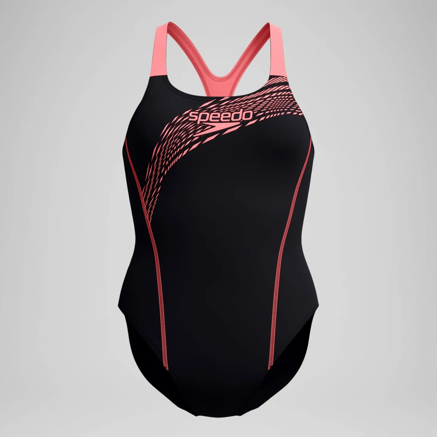 Cheap Maillot de bain Femme Medley Logo noir/corail Femme Maillots 1 Pièce